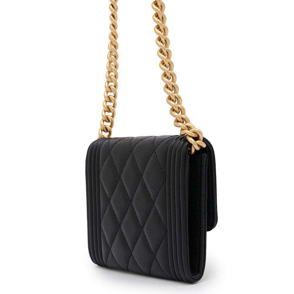 CHANEL Boy Chanel Chain Wallet BlackAP2206 Caviar Leather