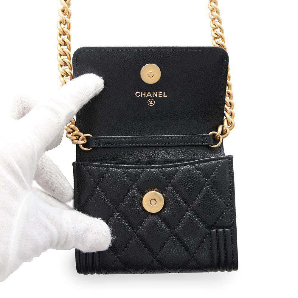 CHANEL Boy Chanel Chain Wallet BlackAP2206 Caviar Leather