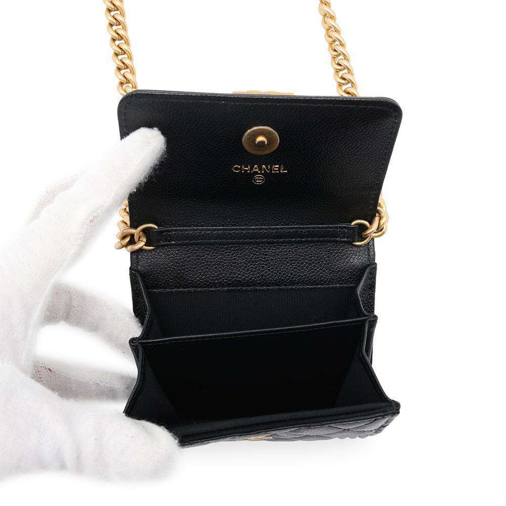 CHANEL Boy Chanel Chain Wallet BlackAP2206 Caviar Leather
