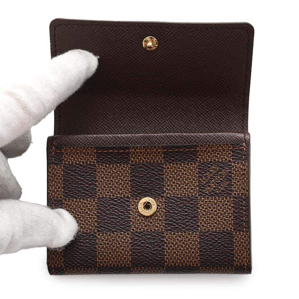 LOUIS VUITTON Porte Monnaie・Plat Brown N61930 Damier Ebene Canvas