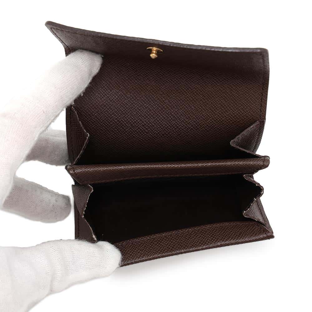 LOUIS VUITTON Porte Monnaie・Plat Brown N61930 Damier Ebene Canvas