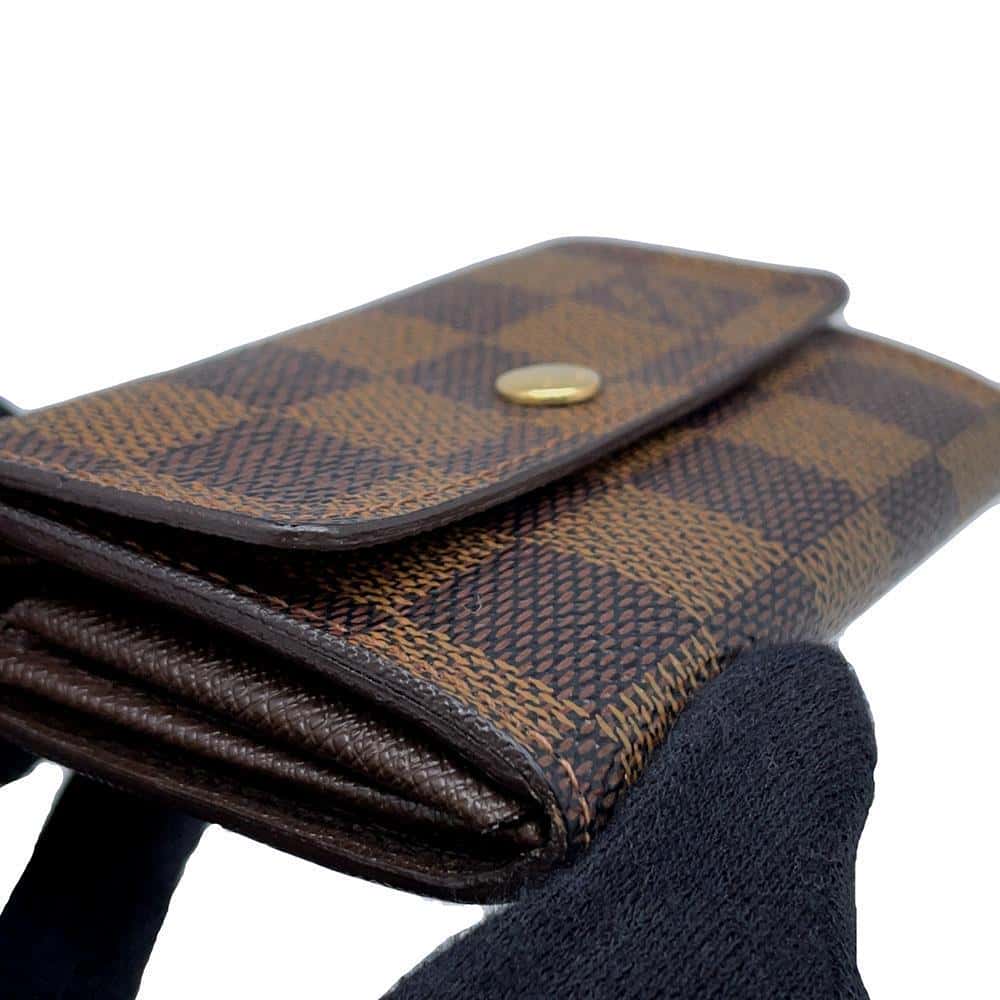 LOUIS VUITTON Porte Monnaie・Plat Brown N61930 Damier Ebene Canvas