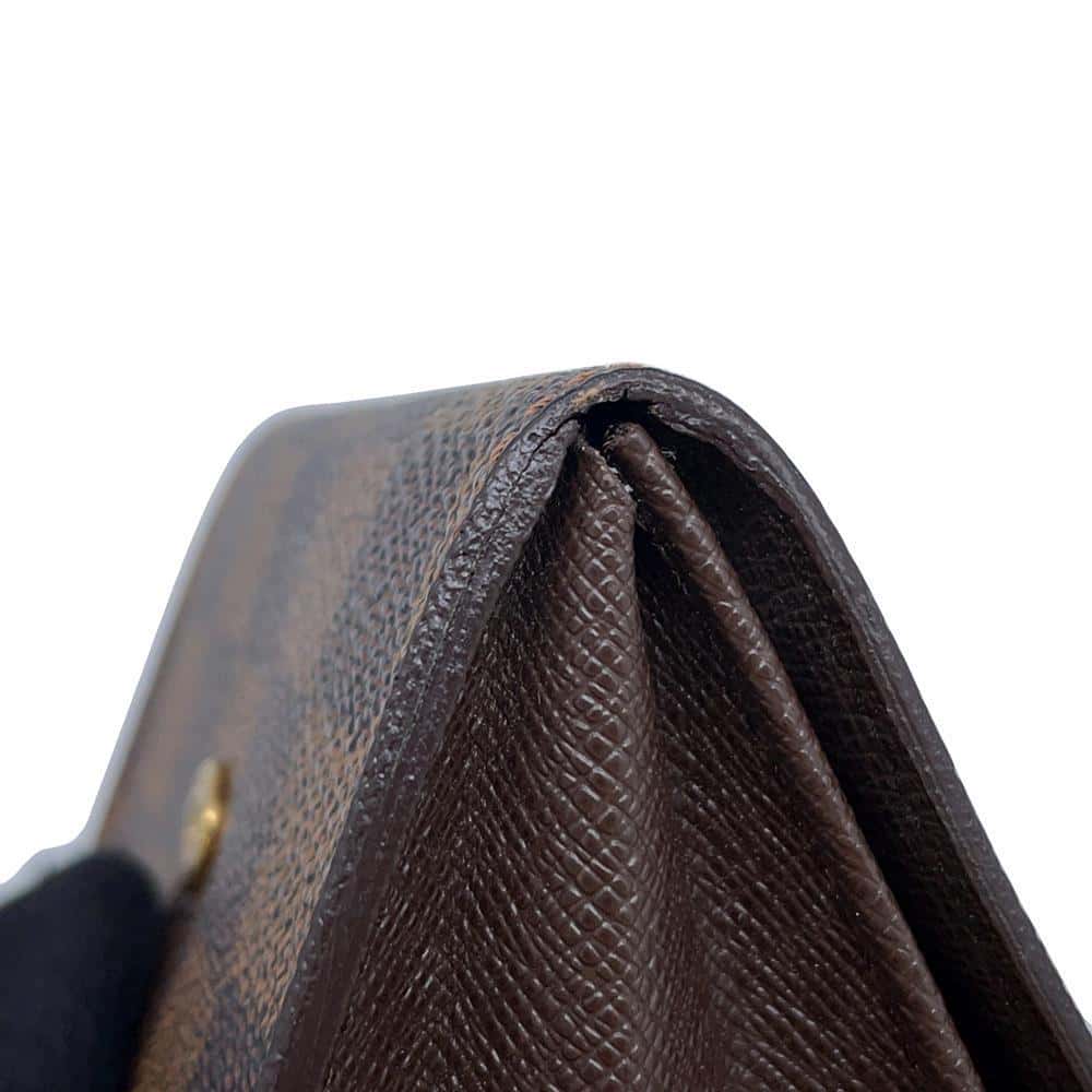LOUIS VUITTON Porte Monnaie・Plat Brown N61930 Damier Ebene Canvas