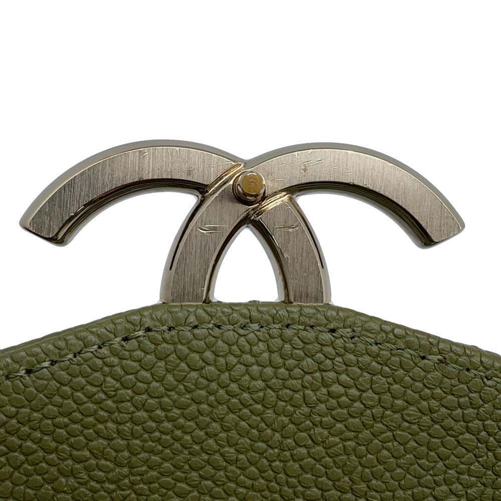 CHANEL ChainShoulder Bag Khaki Caviar Leather