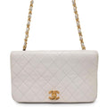 CHANEL Matelasse ChainShoulder Bag White Lambskin