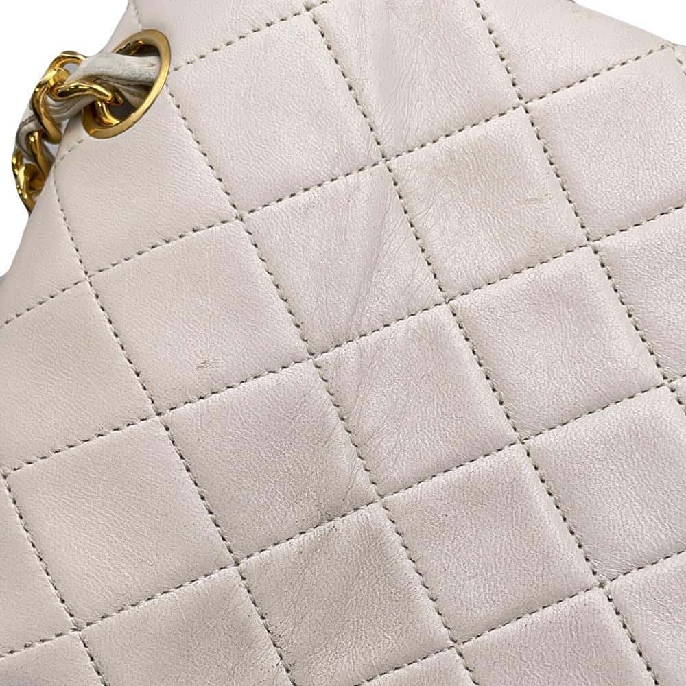 CHANEL Matelasse ChainShoulder Bag White Lambskin