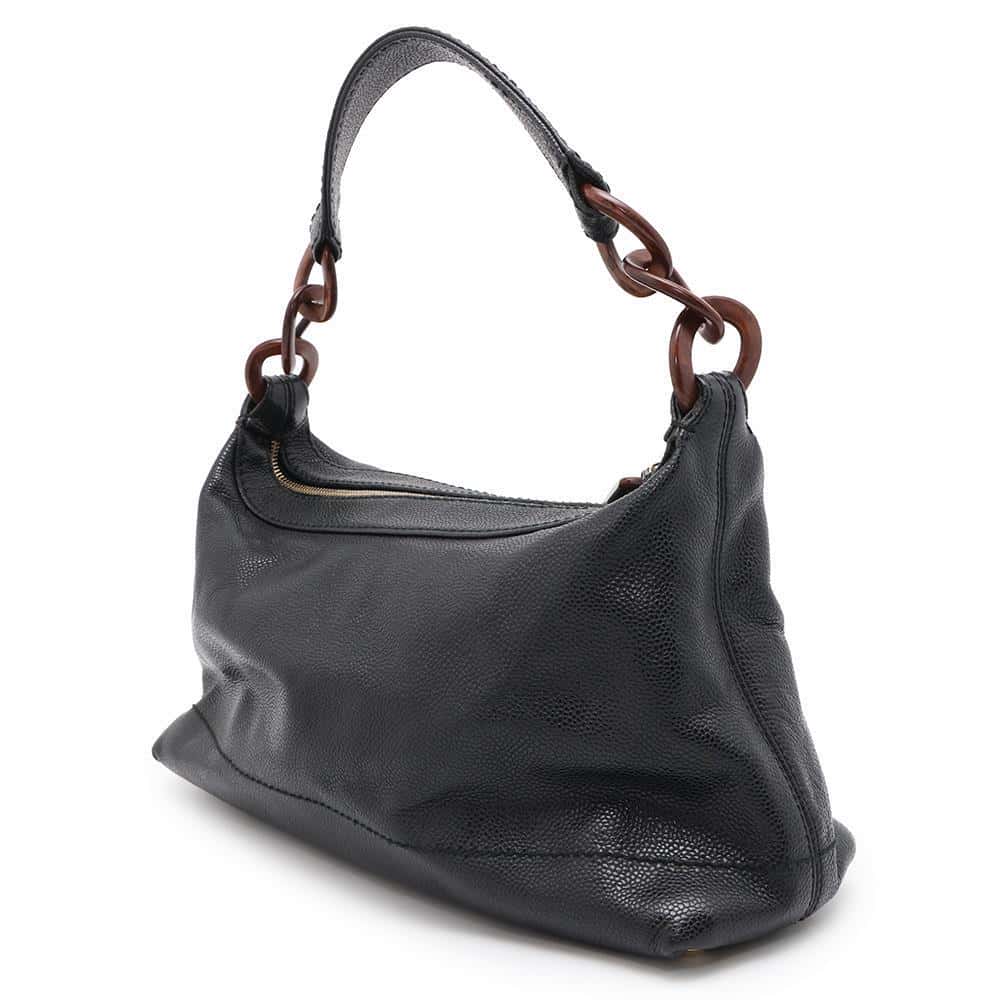 CHANEL CC Logo Handbag Black Caviar Leather