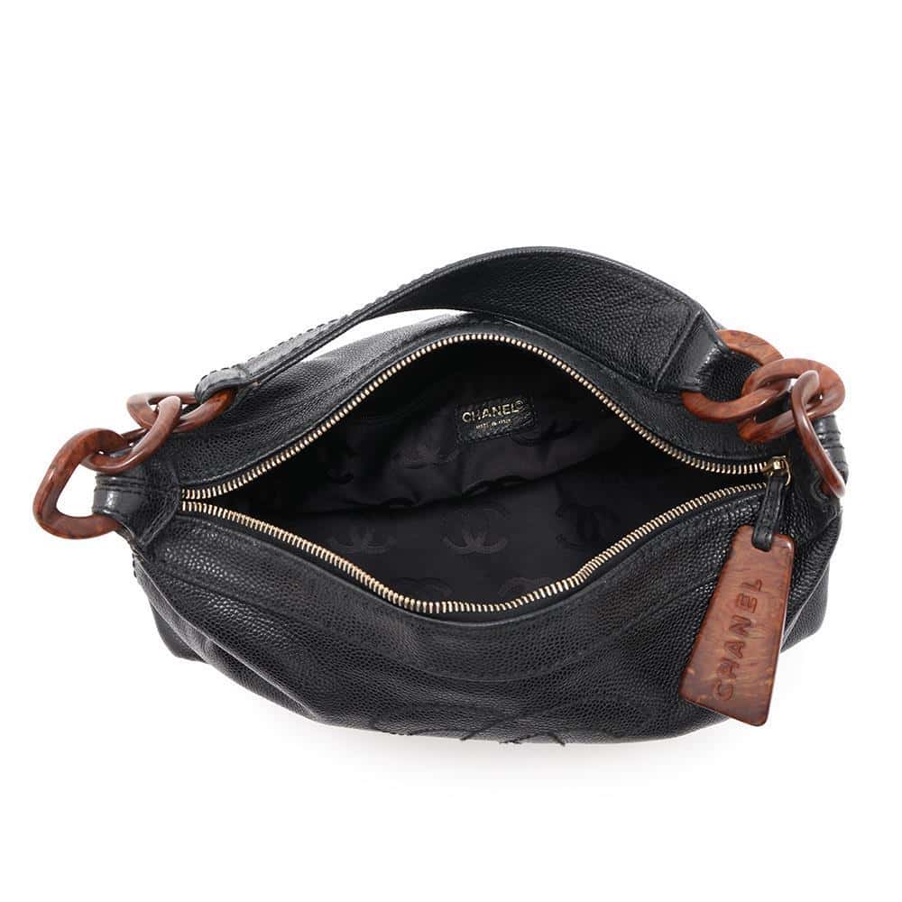 CHANEL CC Logo Handbag Black Caviar Leather