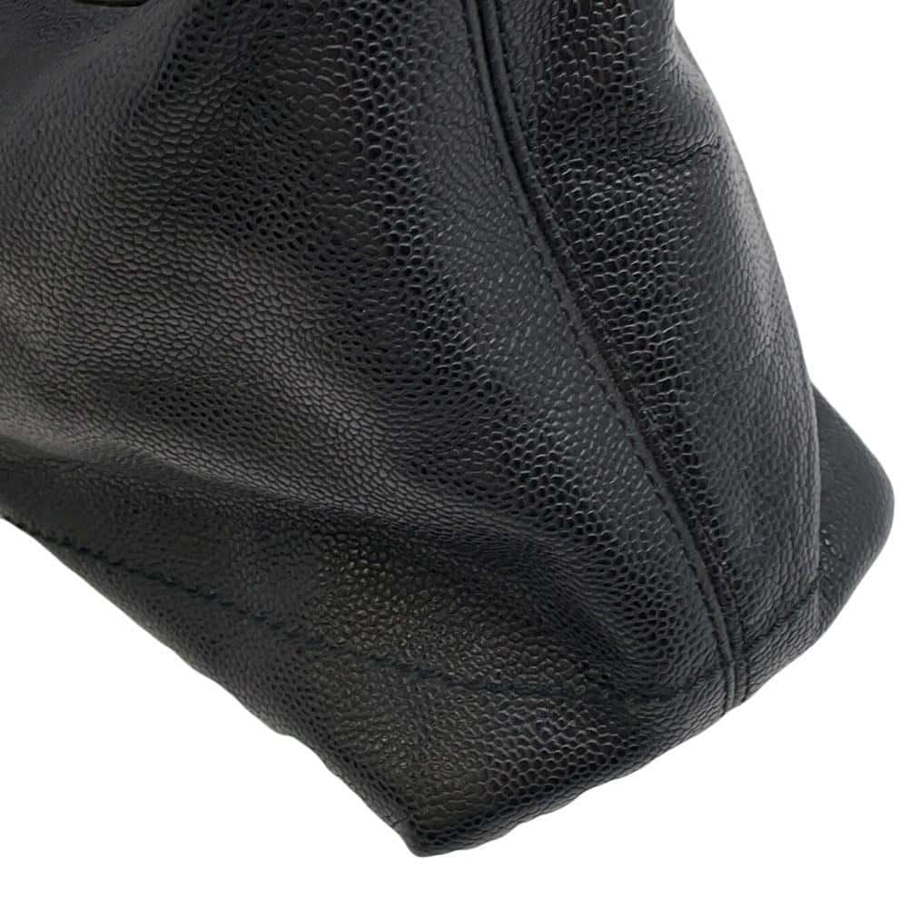 CHANEL CC Logo Handbag Black Caviar Leather