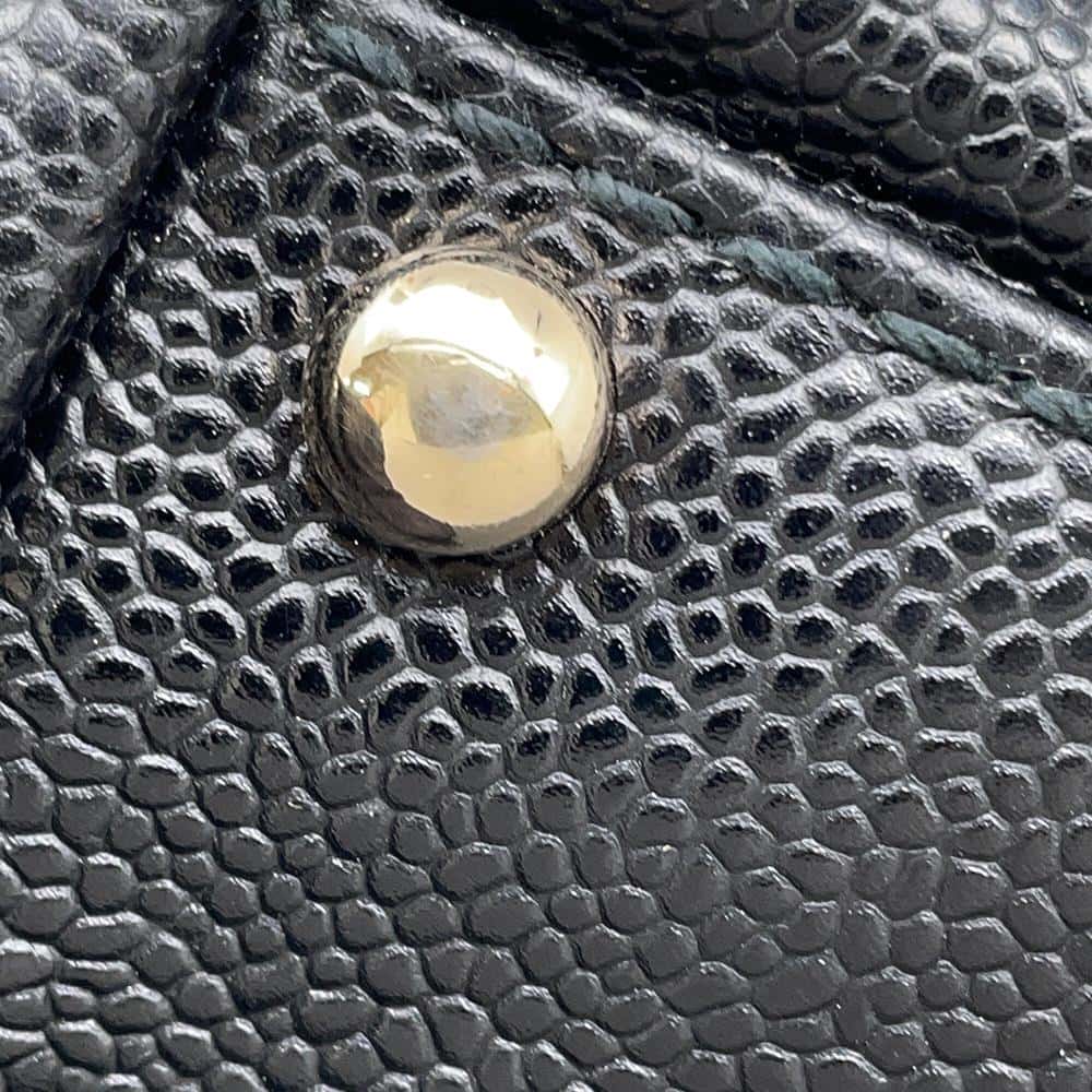 CHANEL CC Logo Handbag Black Caviar Leather