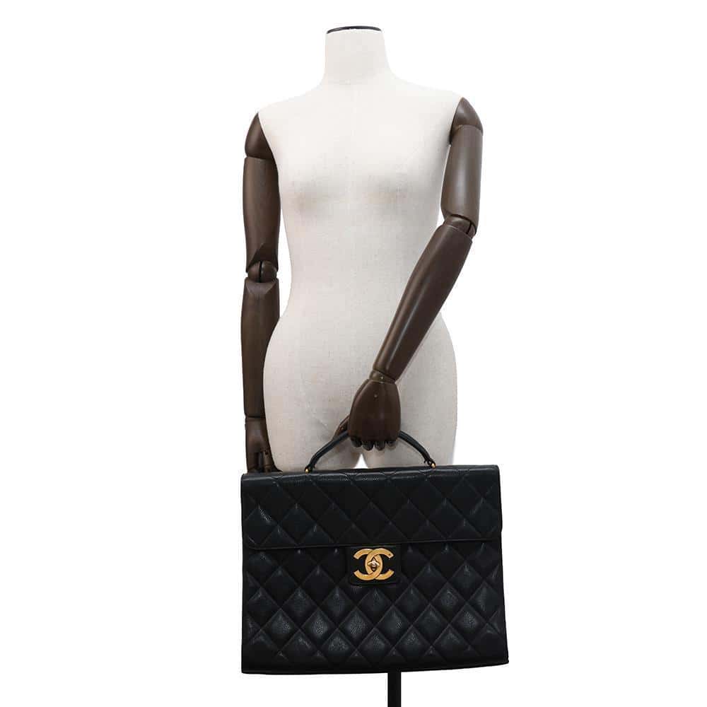 CHANEL Matelasse business bag Black Caviar Leather