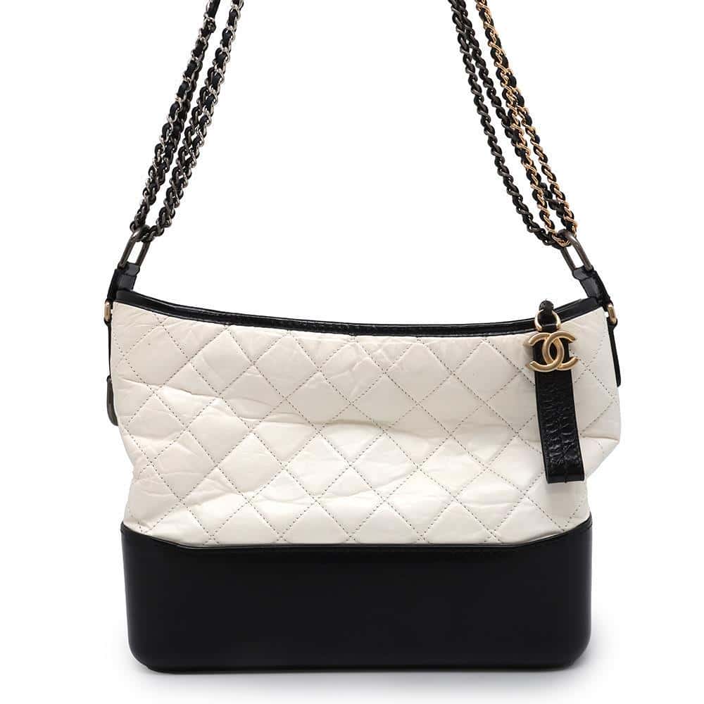 CHANEL Gabriel de CHANEL Hobo Bag White/BlackA93824 Calf Leather