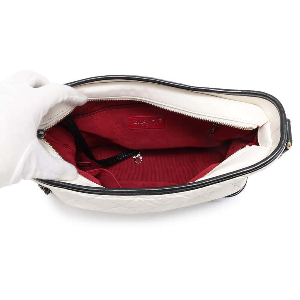 CHANEL Gabriel de CHANEL Hobo Bag White/BlackA93824 Calf Leather