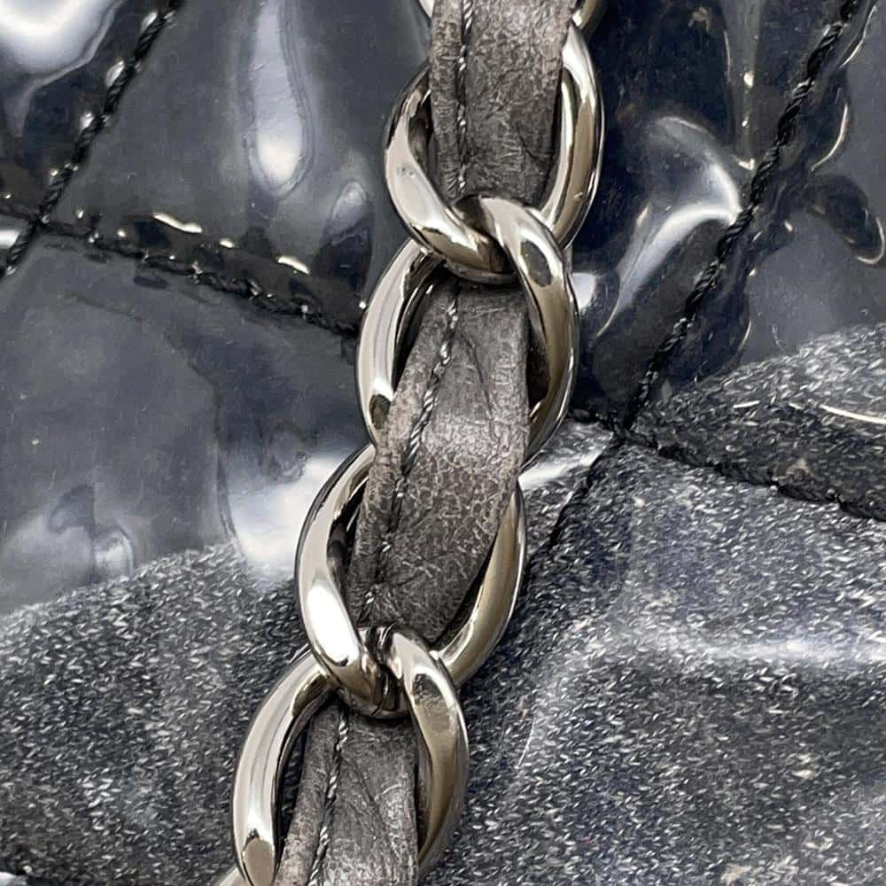 CHANEL Matelasse ChainTote Bag Black/Gray Plastics Leather