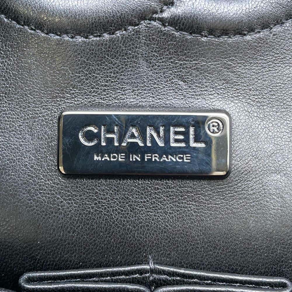 CHANEL Logo Print Double Flap ChainShoulder Bag BlackA01112 Leather