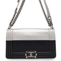 CHANEL Boy Chanel ChainShoulder Bag Black/Silver Leather