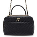 CHANEL Trendy Bowling Bag With Logo Black Lambskin