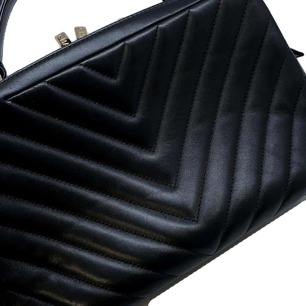 CHANEL Trendy Bowling Bag With Logo Black Lambskin