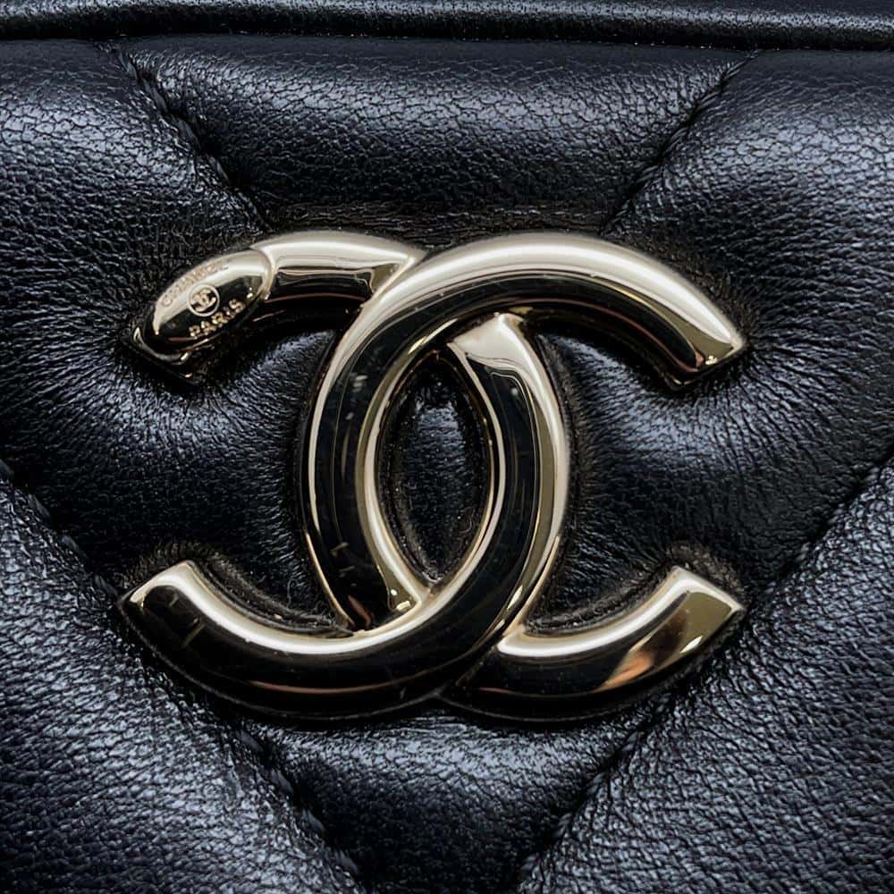 CHANEL Trendy Bowling Bag With Logo Black Lambskin