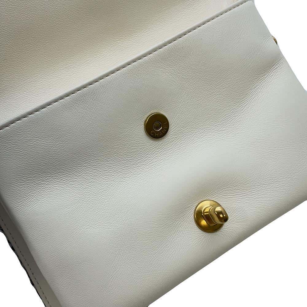 CHANEL 2wayChainShoulder WhiteAS4284 Tweed Leather