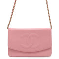 CHANEL CC Logo Chain Wallet PinkA48654 Caviar Leather