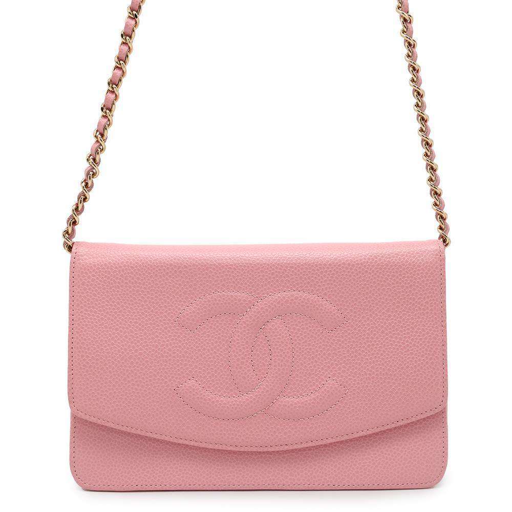 CHANEL CC Logo Chain Wallet PinkA48654 Caviar Leather
