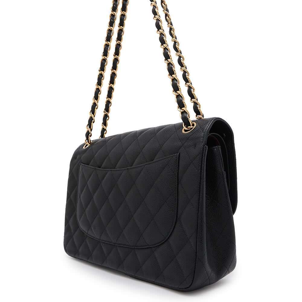 CHANEL Matelasse Double Flap ChainShoulder BlackA58600 Caviar Leather Size 30