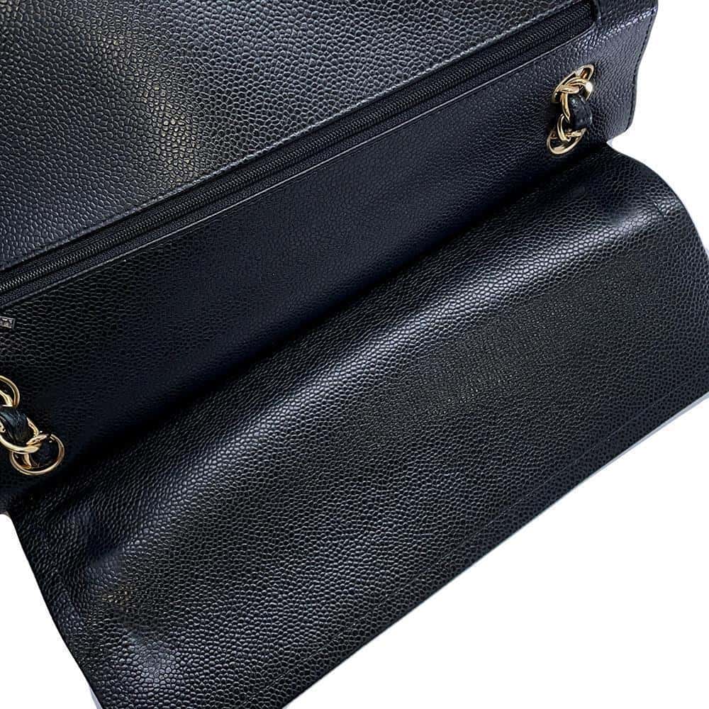 CHANEL Matelasse Double Flap ChainShoulder BlackA58600 Caviar Leather Size 30