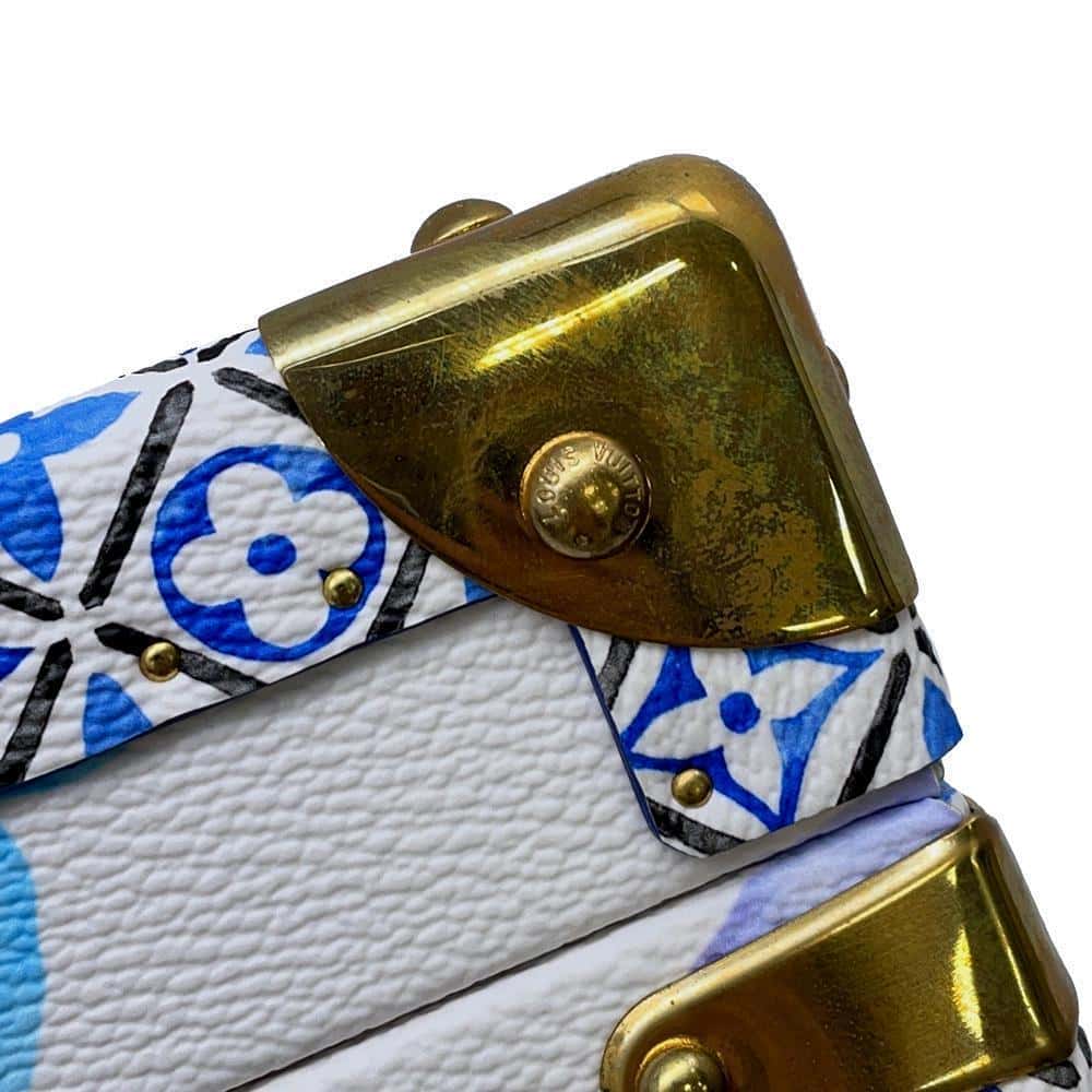 LOUIS VUITTON Coffret Tresor White/Blue M10250 Monogram Visor Pool Size 24