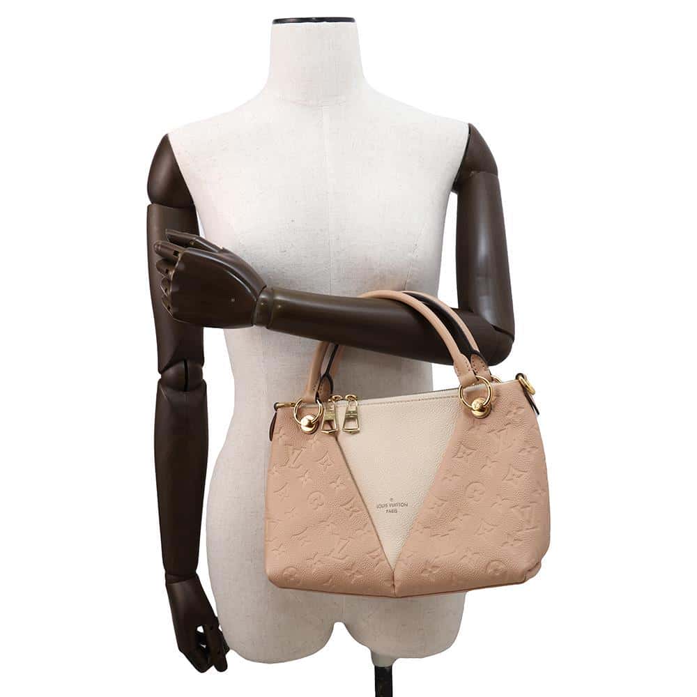 LOUIS VUITTON V Tote BeigeRose/Cream M44455 Monogram Empreinte Leather Size BB