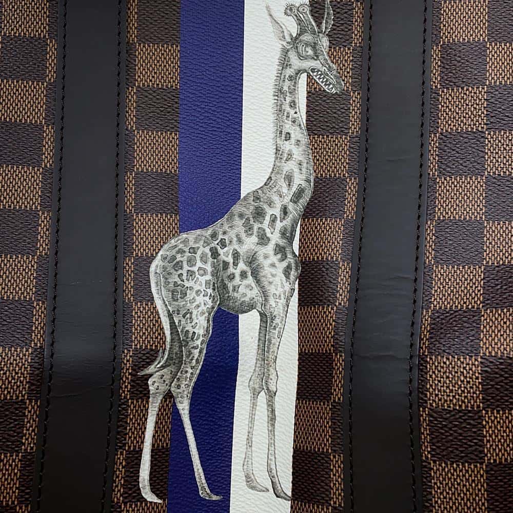 LOUIS VUITTON Keepall Bandouliere Brown N42700 Damier Ebene Canvas The Chapman Brothers Size 45