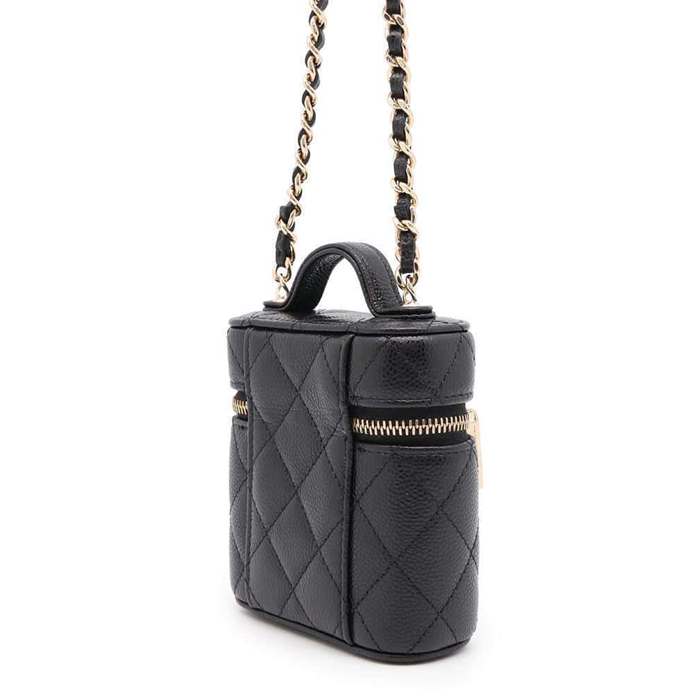 CHANEL Matelasse Small vanity case BlackAP2503 Caviar Leather