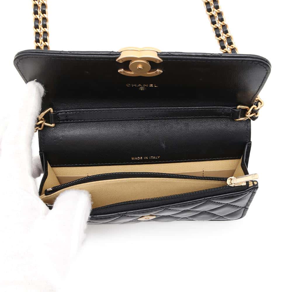CHANEL Matelasse Chain wallet BlackAP3199 Lambskin
