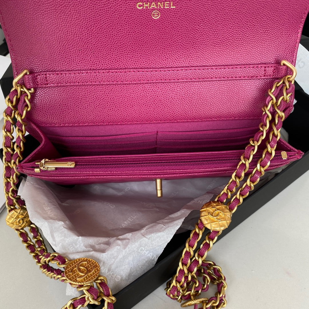 CHLSmall GlamIap Bag Gold Hardware Plum For Women Handbags, Shoulder Bags 7.5in/19cm AP2840