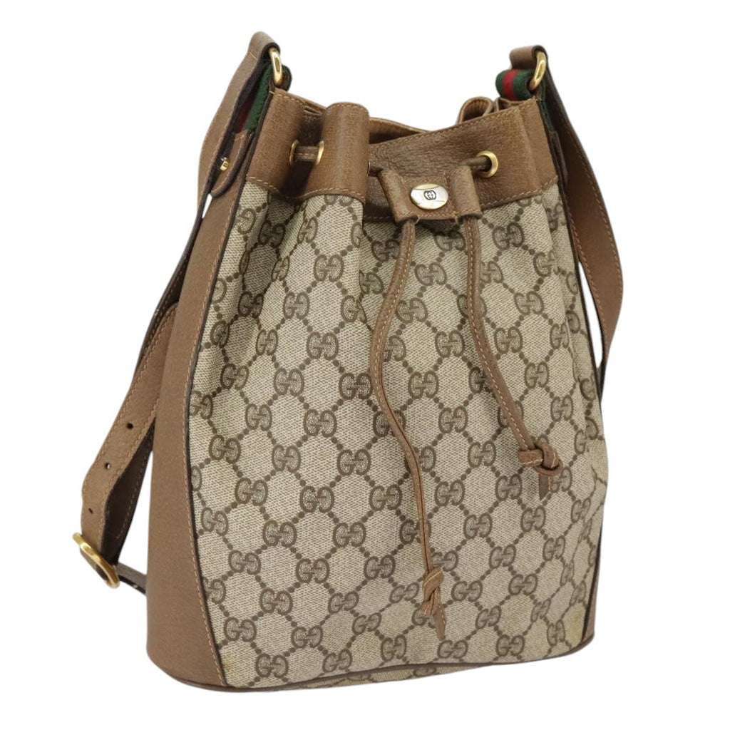 GUCCI GG Supreme Web Sherry Line Shoulder Bag PVC Beige Red 14 02 034 99654
