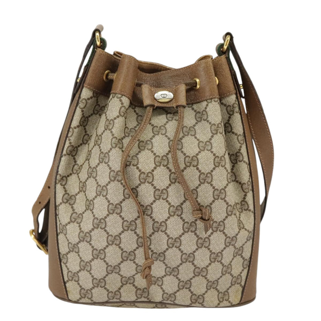 GUCCI GG Supreme Web Sherry Line Shoulder Bag PVC Beige Red 14 02 034 99654
