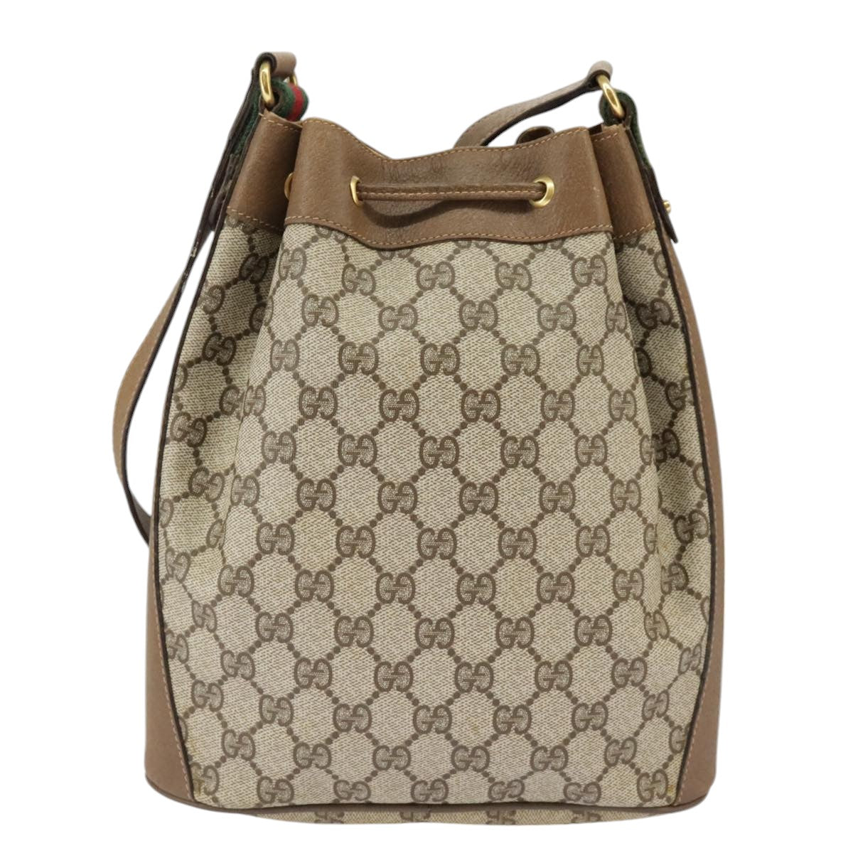 GUCCI GG Supreme Web Sherry Line Shoulder Bag PVC Beige Red 14 02 034 99654