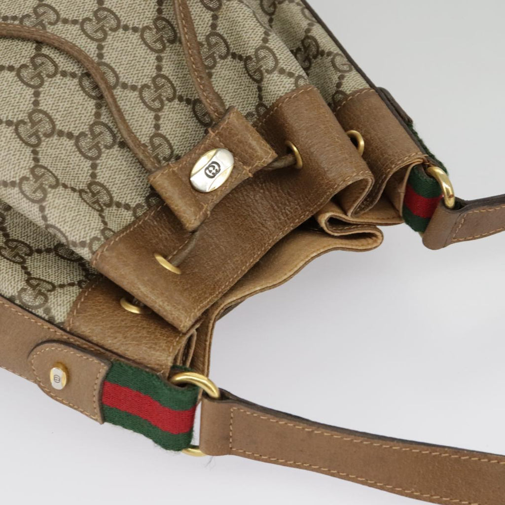 GUCCI GG Supreme Web Sherry Line Shoulder Bag PVC Beige Red 14 02 034 99654