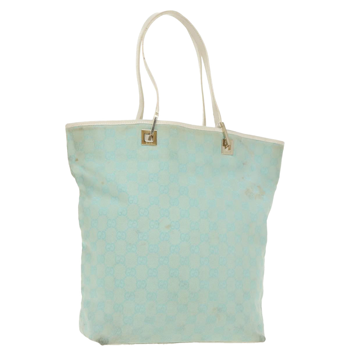 GUCCI GG Canvas Tote Bag Light Blue Gold 002 1098 99662