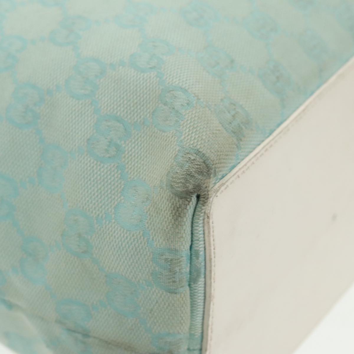 GUCCI GG Canvas Tote Bag Light Blue Gold 002 1098 99662