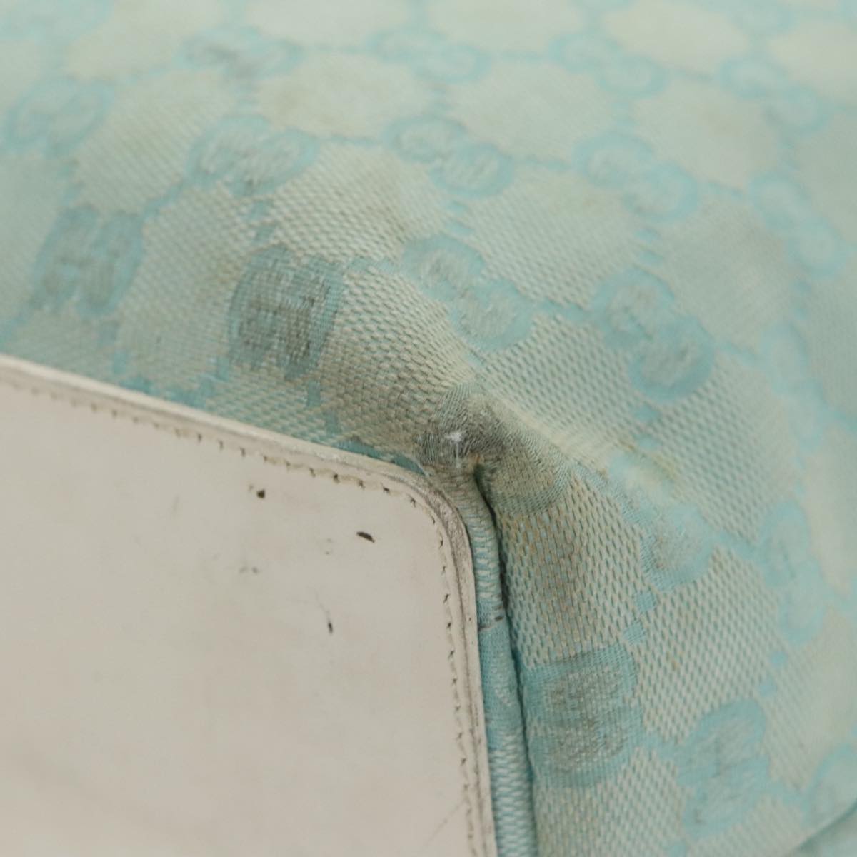 GUCCI GG Canvas Tote Bag Light Blue Gold 002 1098 99662