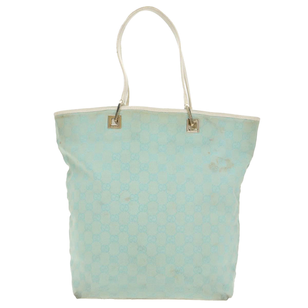 GUCCI GG Canvas Tote Bag Light Blue Gold 002 1098 99662