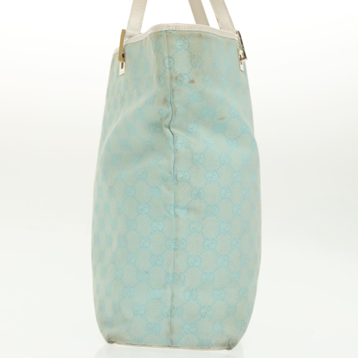 GUCCI GG Canvas Tote Bag Light Blue Gold 002 1098 99662