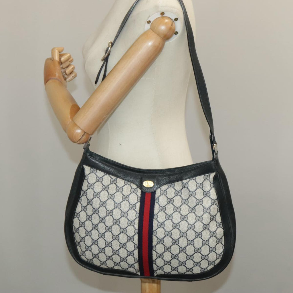 GUCCI GG Supreme Sherry Line Shoulder Bag PVC Navy Red 72 001 4467 99663