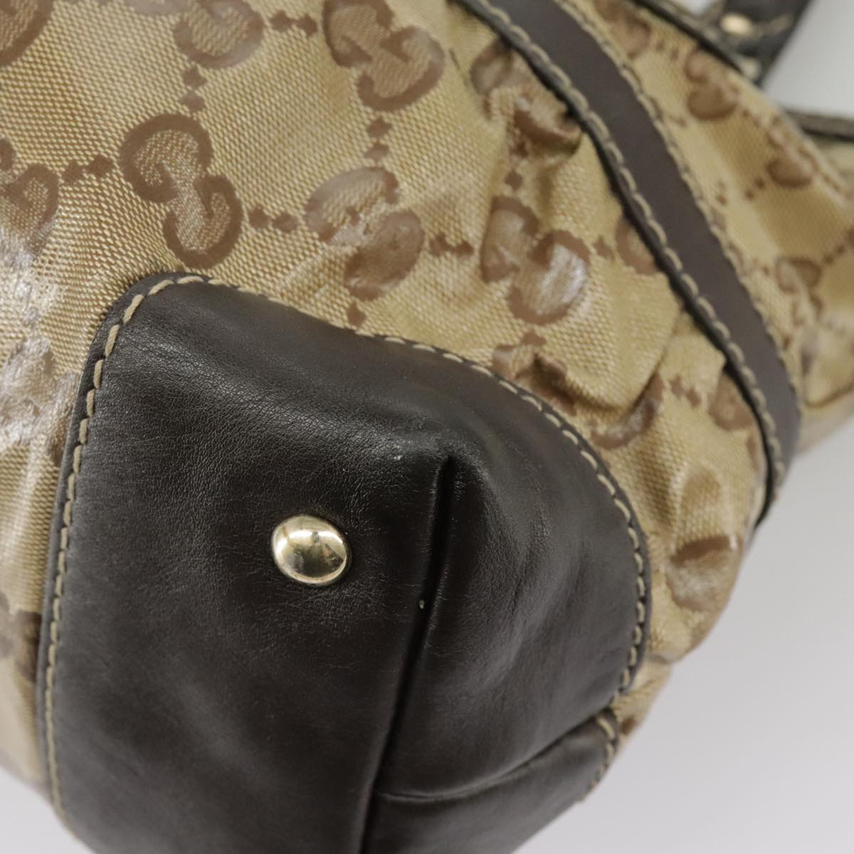 GUCCI GG Crystal Hand Bag Beige Gold 223964 99664