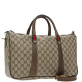 GUCCI Web Sherry Line GG Supreme Hand Bag PVC 2way Beige 39 02 041 99665