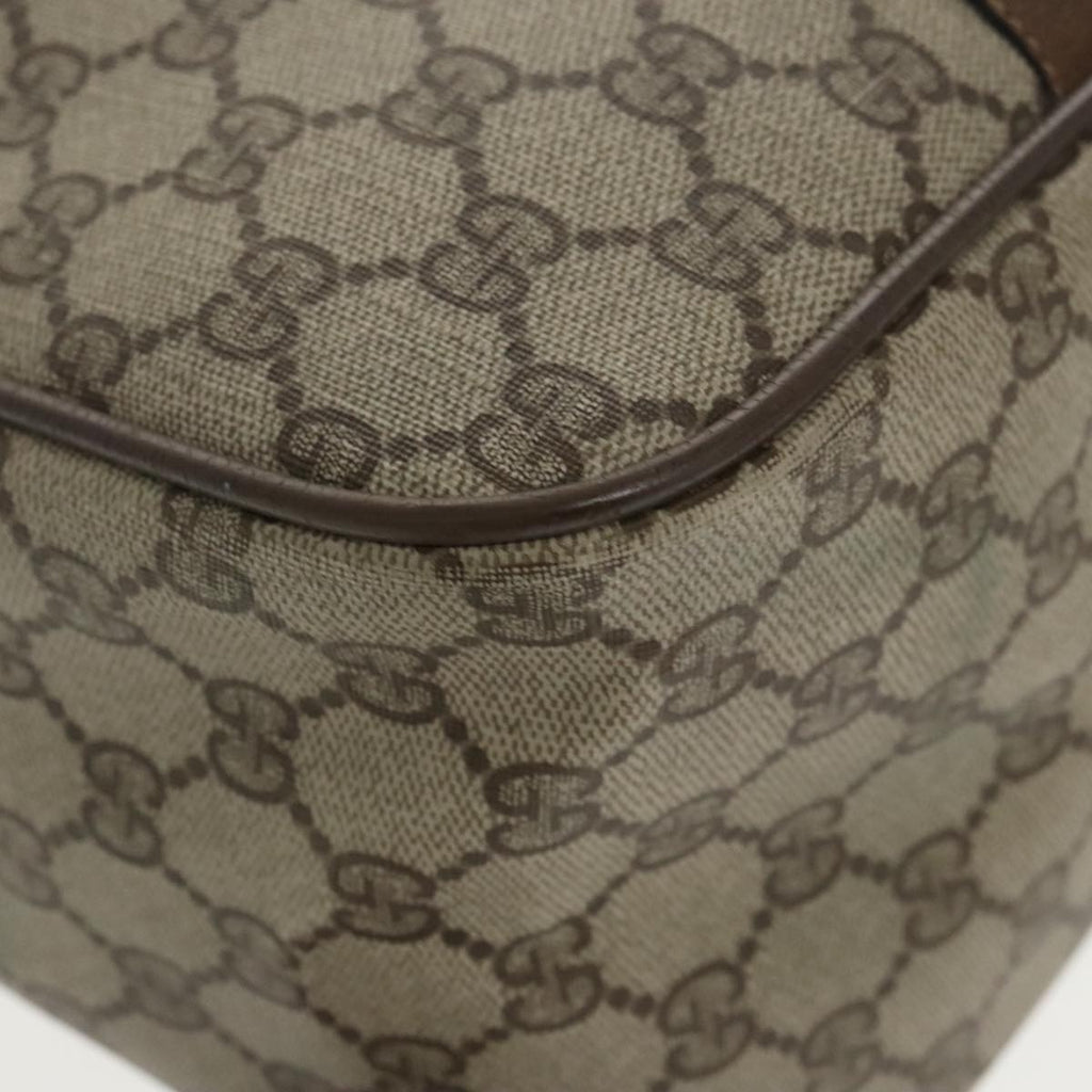 GUCCI Web Sherry Line GG Supreme Hand Bag PVC 2way Beige 39 02 041 99665