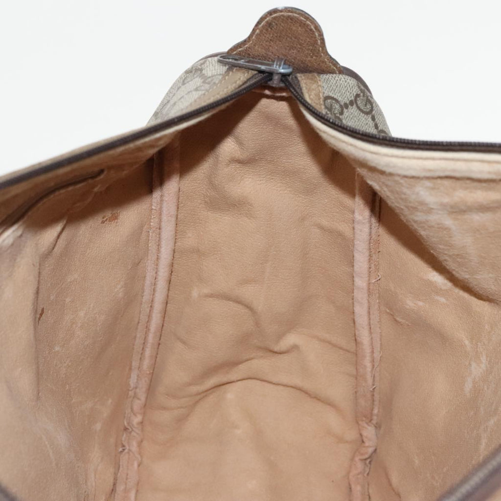 GUCCI Web Sherry Line GG Supreme Hand Bag PVC 2way Beige 39 02 041 99665