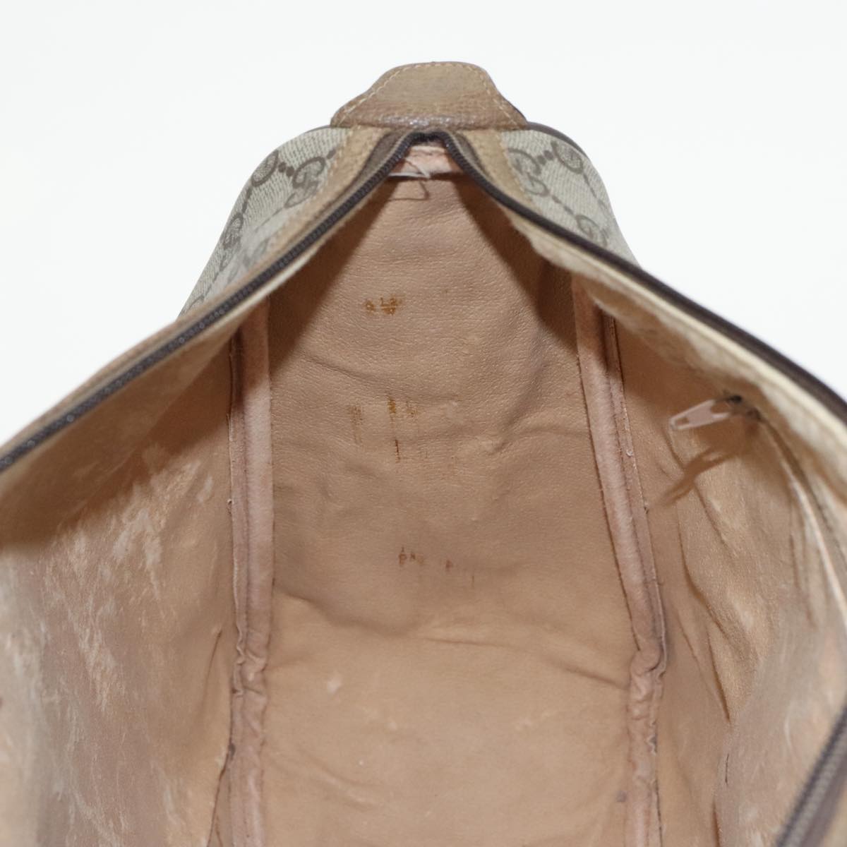 GUCCI Web Sherry Line GG Supreme Hand Bag PVC 2way Beige 39 02 041 99665