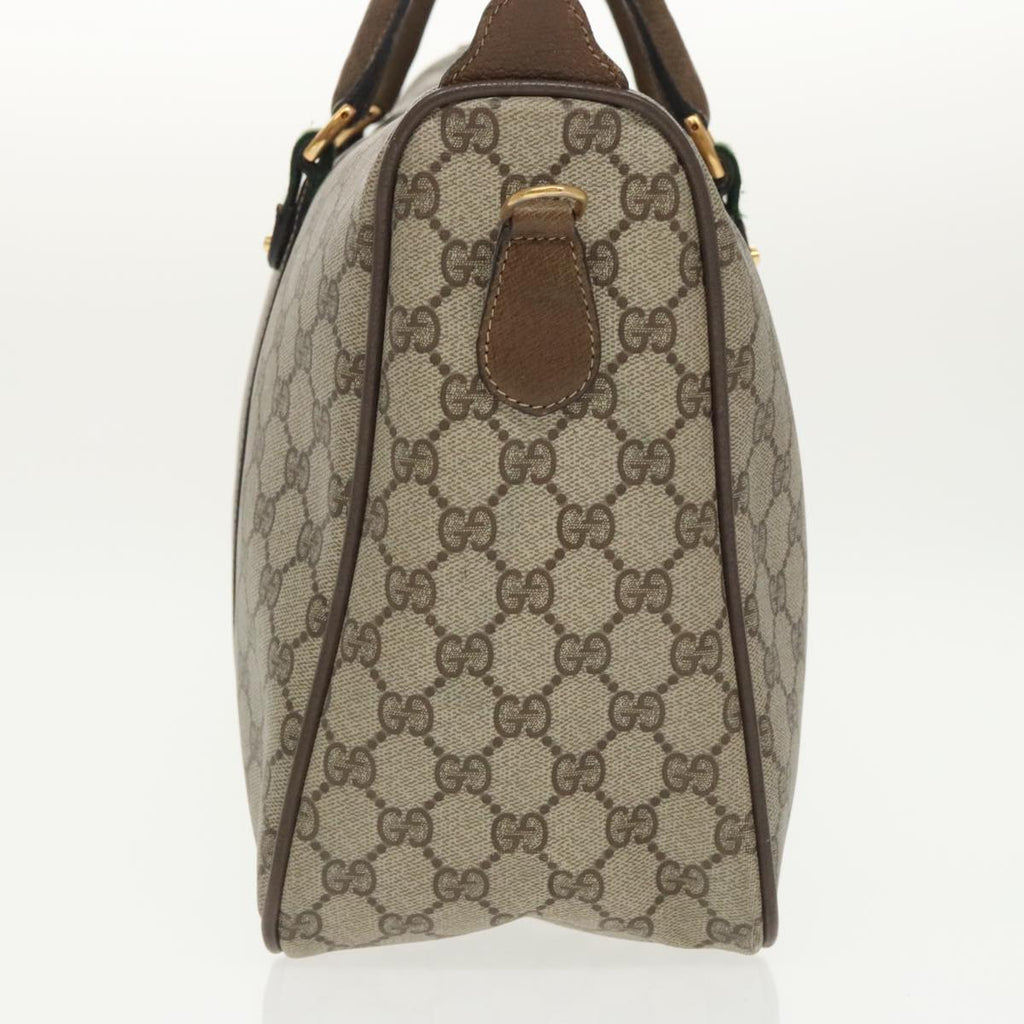 GUCCI Web Sherry Line GG Supreme Hand Bag PVC 2way Beige 39 02 041 99665
